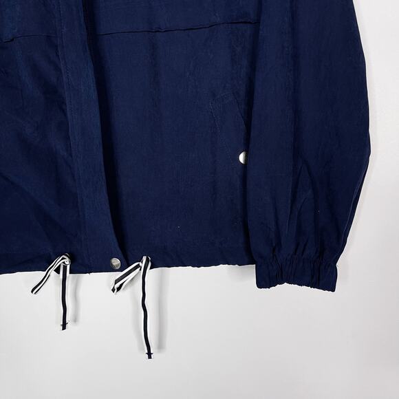 Day To Day Blu Pepper Small Navy Blue Full Zip Hooded Lightweight Jacket Stripe - Picture 4 of 10